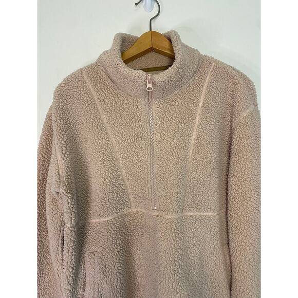 UGG By Koolaburra Pink 1/2 Zip Sherpa Fleece Pullover Sweatshirt Medium Winter - Picture 5 of 16